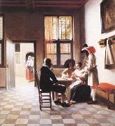 Pieter de Hooch Cardplayers in a Sunlit Room (mk25 Germany oil painting artist